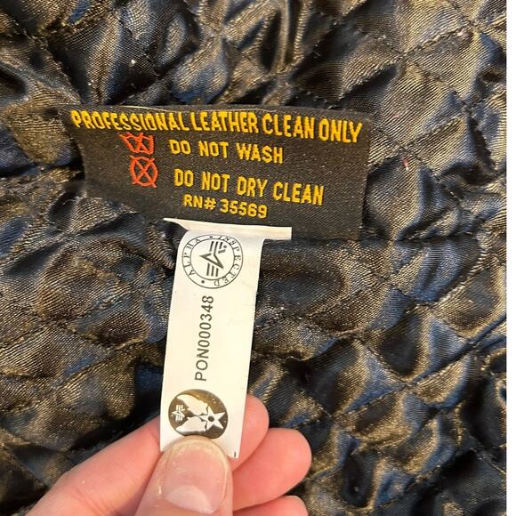 ALPHA INDUSTRIES Black Genuine Leather Full Zip Moto Biker Bomber Jacket LARGE - Picture 10 of 11